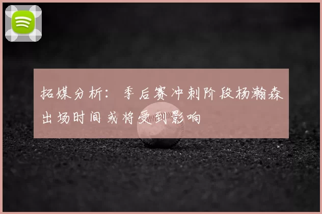 拓媒分析:季后赛冲刺阶段杨瀚森出场时间或将受到影响
